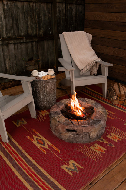 Navajo Dark Red Recycled Indoor/Outdoor Rug