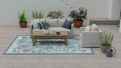 Wildflowers Stone Terra Recycled Indoor/Outdoor Rug