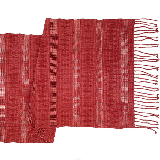 Handwoven Calado Cotton Table Runner – Terracotta