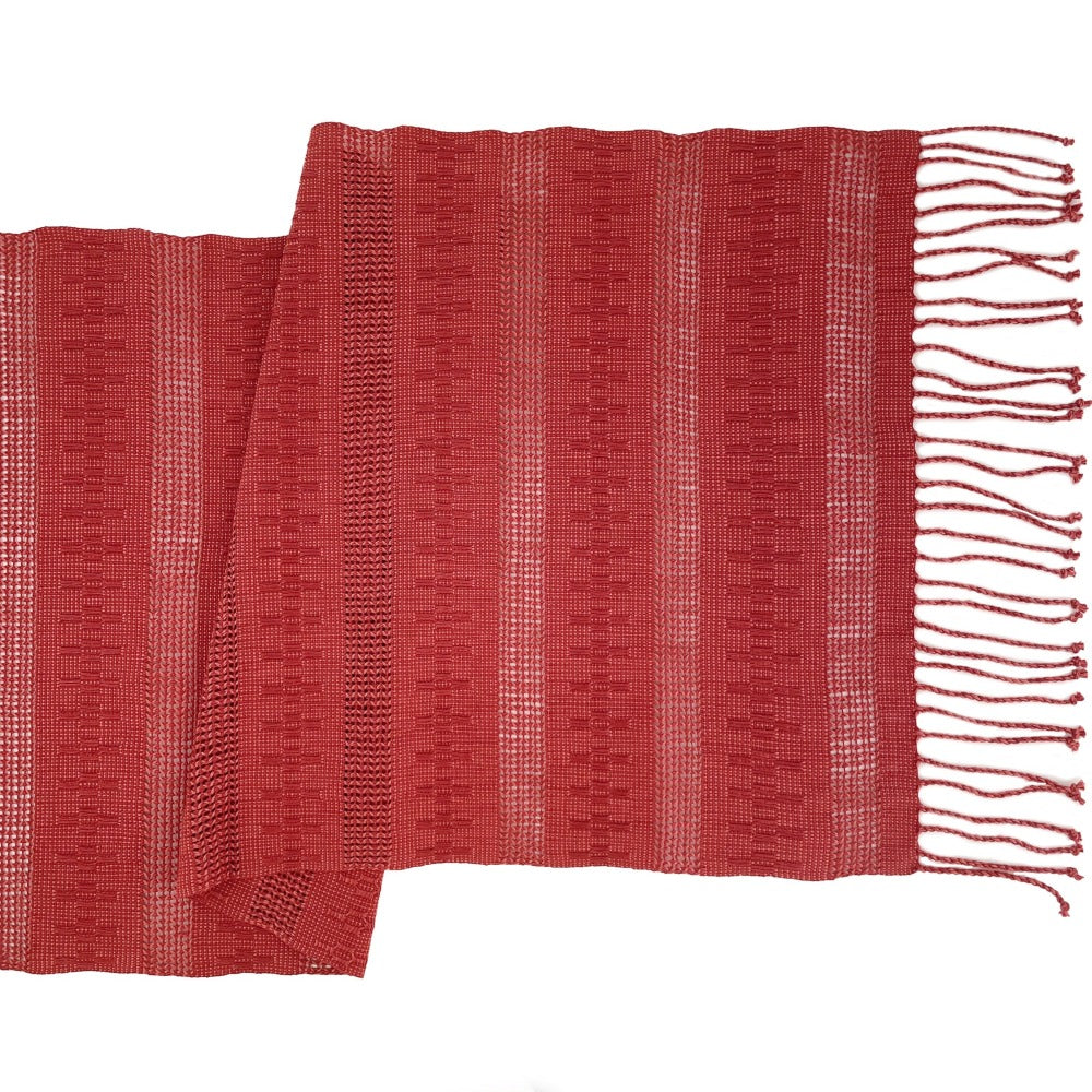 Handwoven Calado Cotton Table Runner – Terracotta