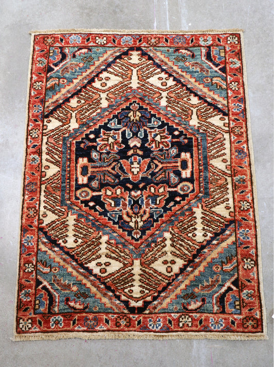 2'1 x 2'10 ft Hand knotted Chobi wool oriental rug