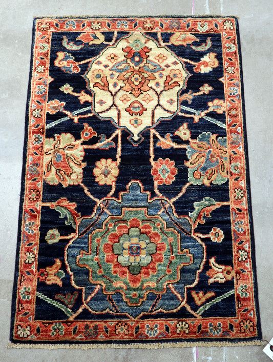1'11 x 3'0 ft Hand knotted Chobi wool oriental rug
