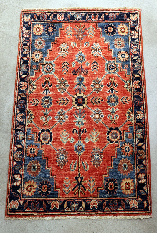 2'0 x 3'4 ft Hand knotted Chobi type wool oriental rug
