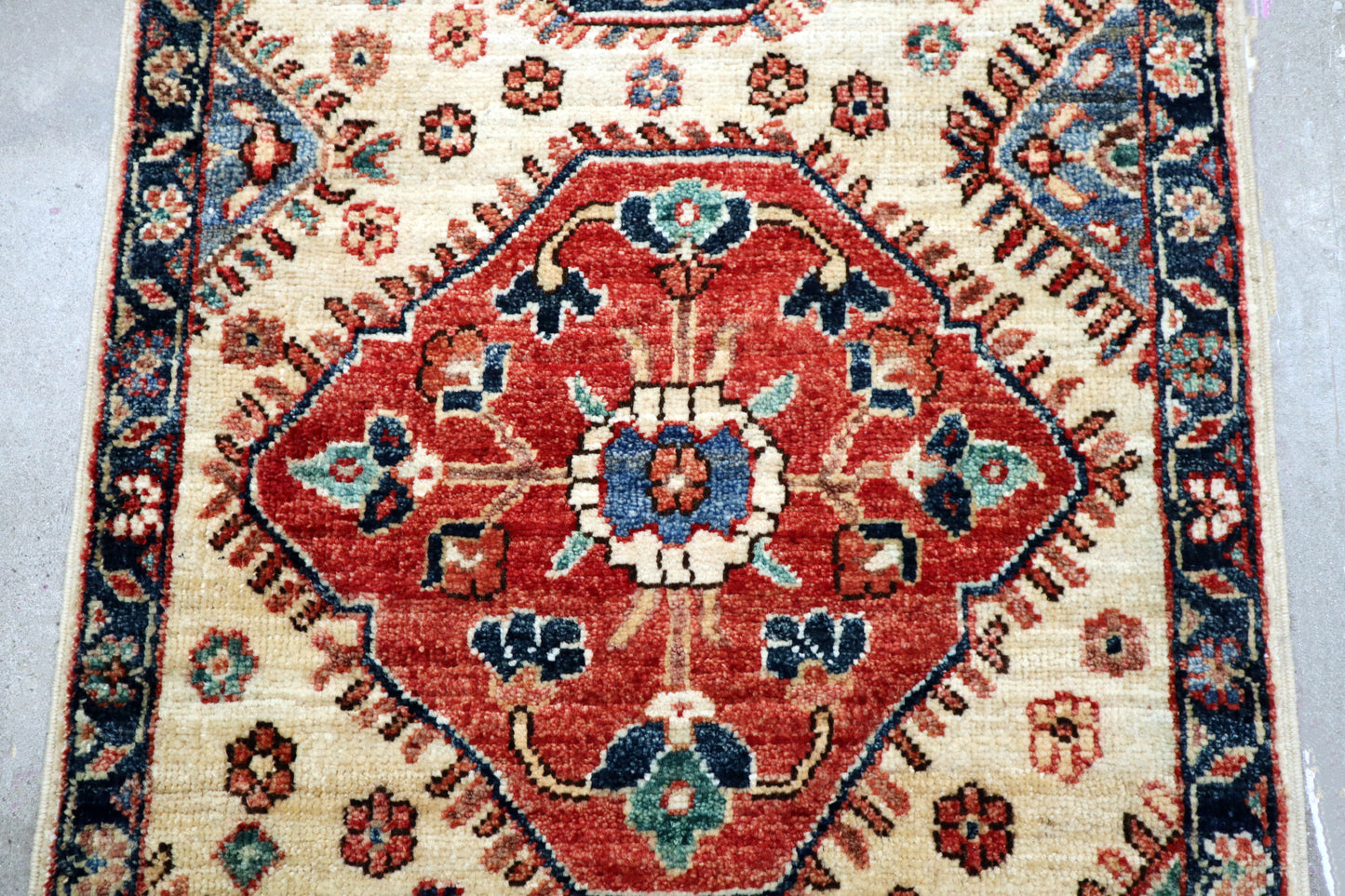 1'10 x 3'1 ft Hand knotted Kazak type wool oriental rug