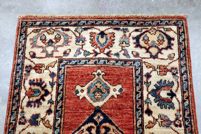 1'11 x 3'1 ft Hand knotted Kazak wool oriental small rug