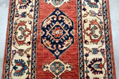 1'11 x 3'1 ft Hand knotted Kazak wool oriental small rug