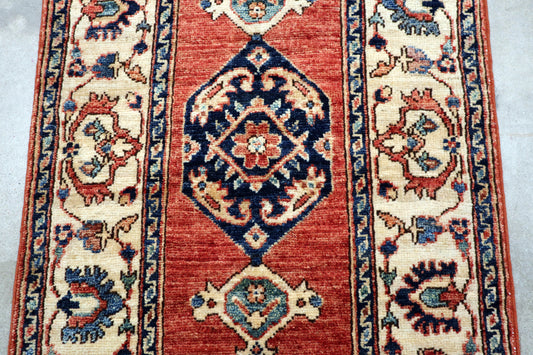 1'11 x 3'1 ft Hand knotted Kazak wool oriental small rug