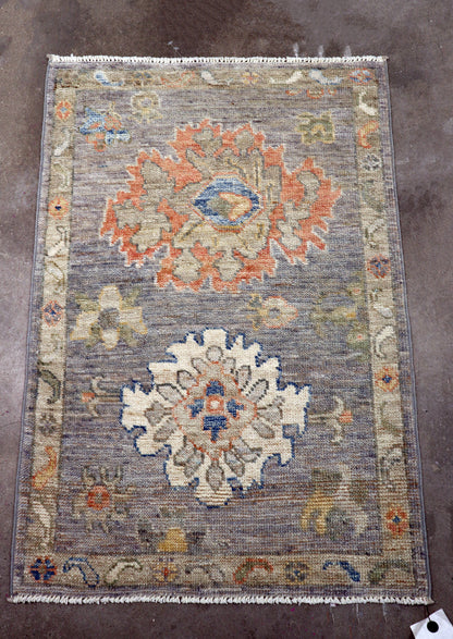 2'0 x 2'10 ft Hand knotted Oushak wool oriental small rug