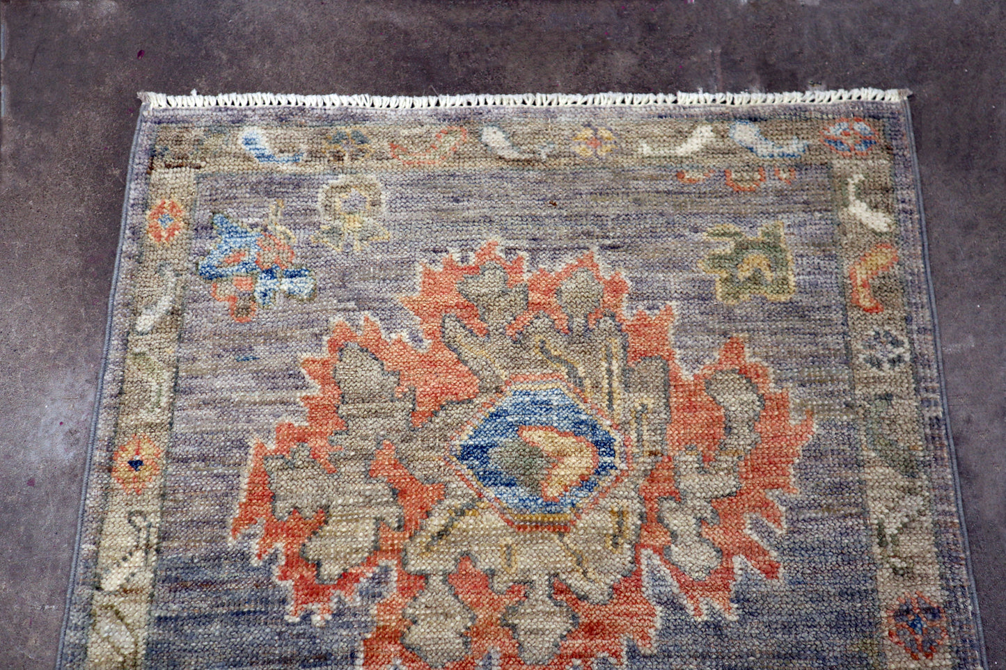 2'0 x 2'10 ft Hand knotted Oushak wool oriental small rug