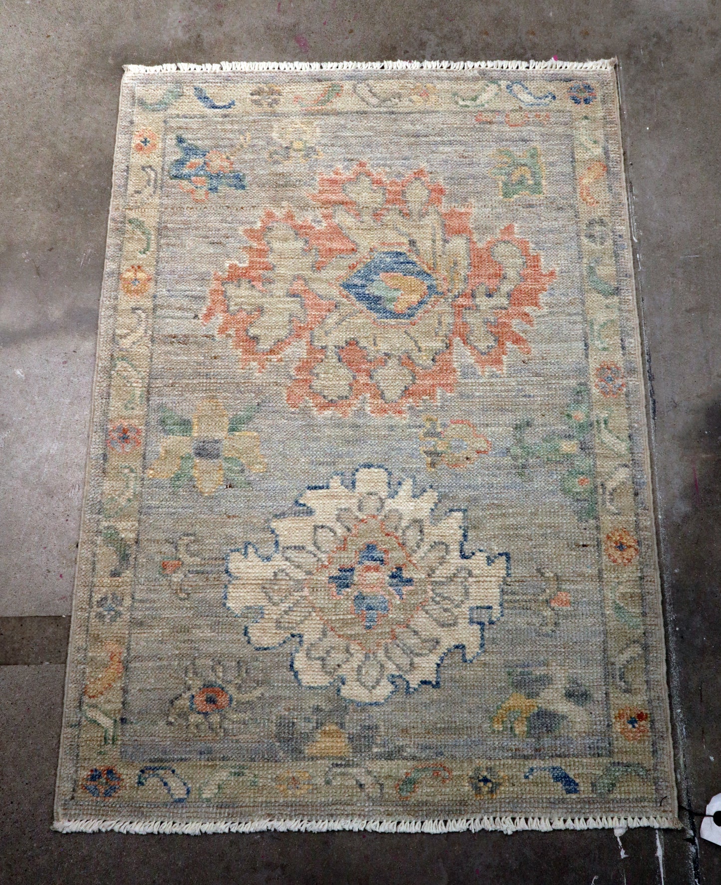 2'0 x 2'10 ft Hand knotted Oushak wool oriental small rug