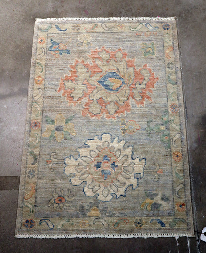 2'0 x 2'10 ft Hand knotted Oushak wool oriental small rug