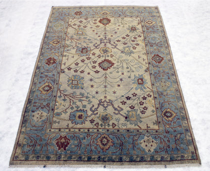 6'3 x 8'11 ft Hand knotted Oushak oriental area wool rug
