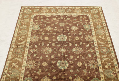 6'2 x 8'11 ft Hand knotted Oushak oriental area wool rug