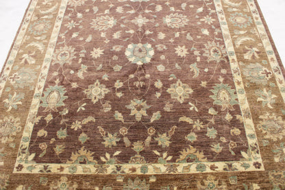 6'2 x 8'11 ft Hand knotted Oushak oriental area wool rug