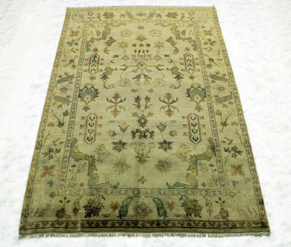 6'1 x 9'0 ft Hand knotted Oushak oriental area wool rug