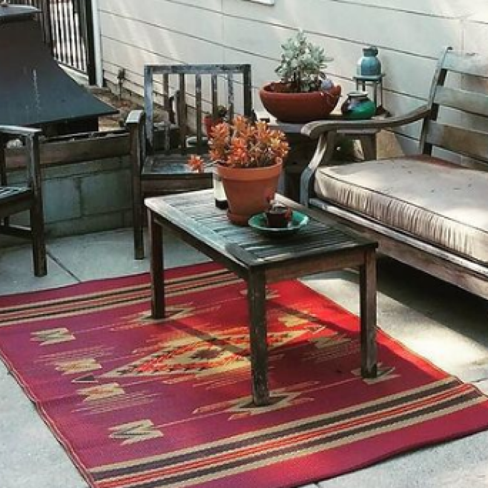 Navajo Dark Red Recycled Indoor/Outdoor Rug